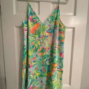 Lilly Pulitzer Multicolor V-Neck Slip Dress with Neon Accents
